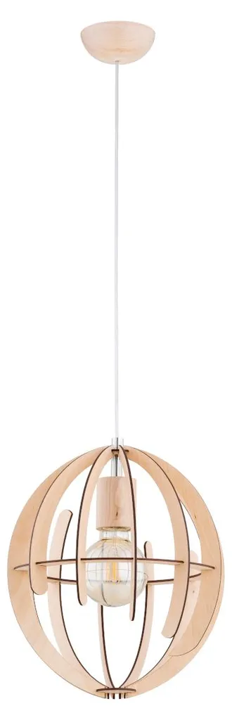 Suspension luminaire SOLARIA pour hauts plafonds bois et blanc 90cm