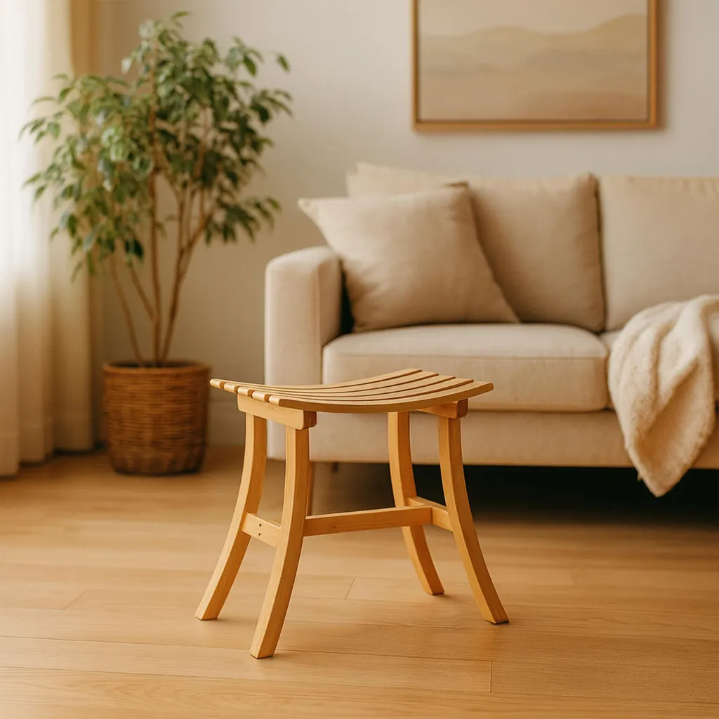 Tabouret en bois marron Relaxdays : Siège d'appoint robuste et compact