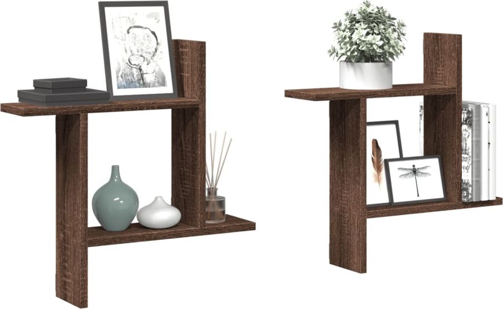 "2026 Promotion" Wandregale 2 Stk. - Hohe Qualität - Braun Eichen-Optik 50x12x50 cm Holzwerkstoff - Wandregale CC31217