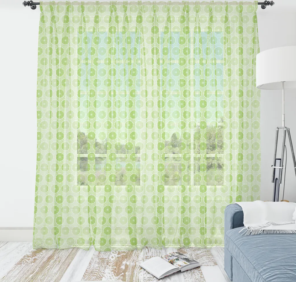 Tapisserie ABAKUHAUS motif rondelles de citron vert 274x274 cm en satin