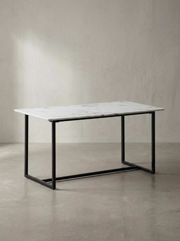 Esszimmertisch 200x90x76 cm Küchentisch Weiß in Marmor-Optik Modern, Esstisch Groß, Speisetisch Rechteckig, Tisch Esszimmer mit Metallbeinen