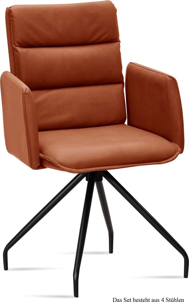 Armlehnstuhl (4er-Set) Dianne 52x92x60 Schwarz/Cognac