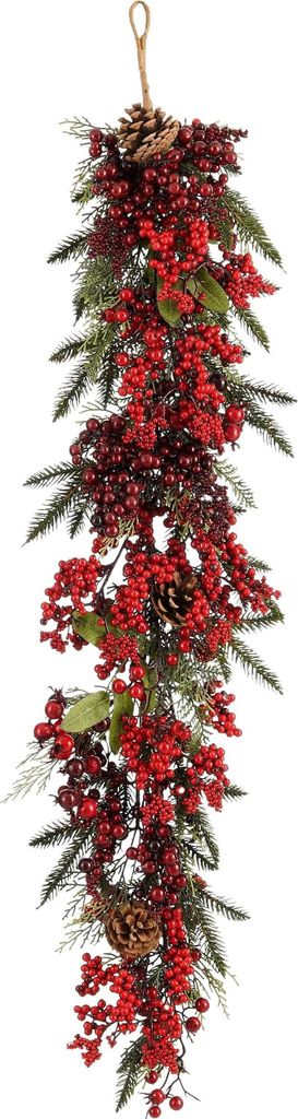 Mica Decorations Randell Weihnachtsgirlande in Tropfenform - L110 x B18 x H10 cm - Rot
