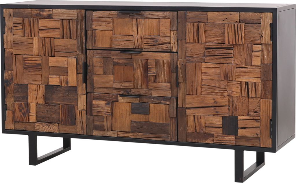 Marrakesch Industrial Sideboard mit Türen aus Holz massiv 157cm groß als Wohnzimmer Möbel | Vintage Deko Kommode Komode Adaline für stilvolle A...