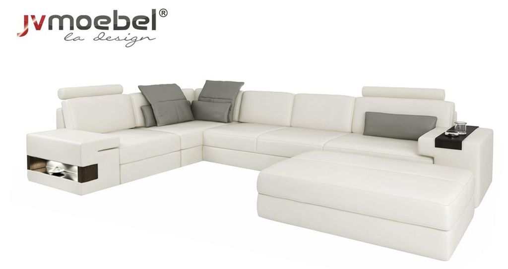 Designer Sofa Couch Ecksofa mit Hocker Polster Garnitur Wohnlandschaft L-Form