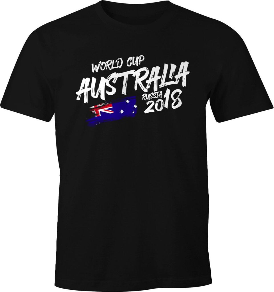 Herren T-Shirt Fan-Shirt WM-Shirt Australien Australia WM 2018 Fußball Weltmeisterschaft Moonworks schwarz XS