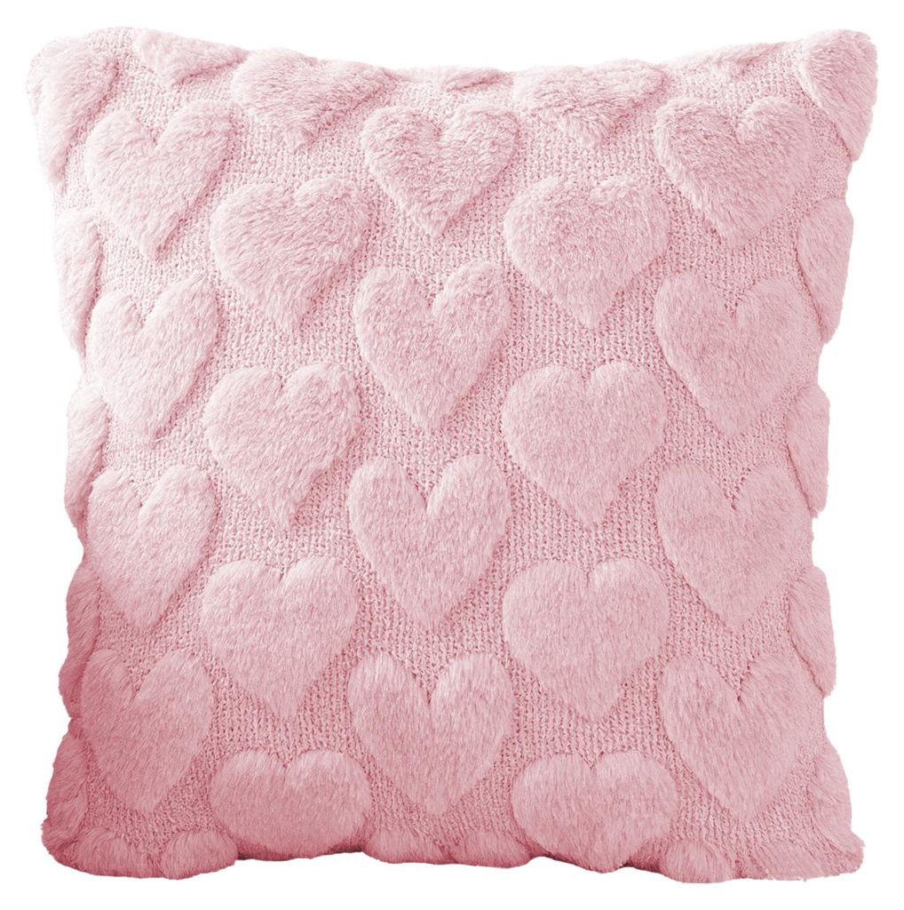 Valentinstag-Kissenbezug, flauschiges Herz-Dekokissen mit verdecktem Reißverschluss, für Sofa, Schlafzimmer oder Wohnzimmer