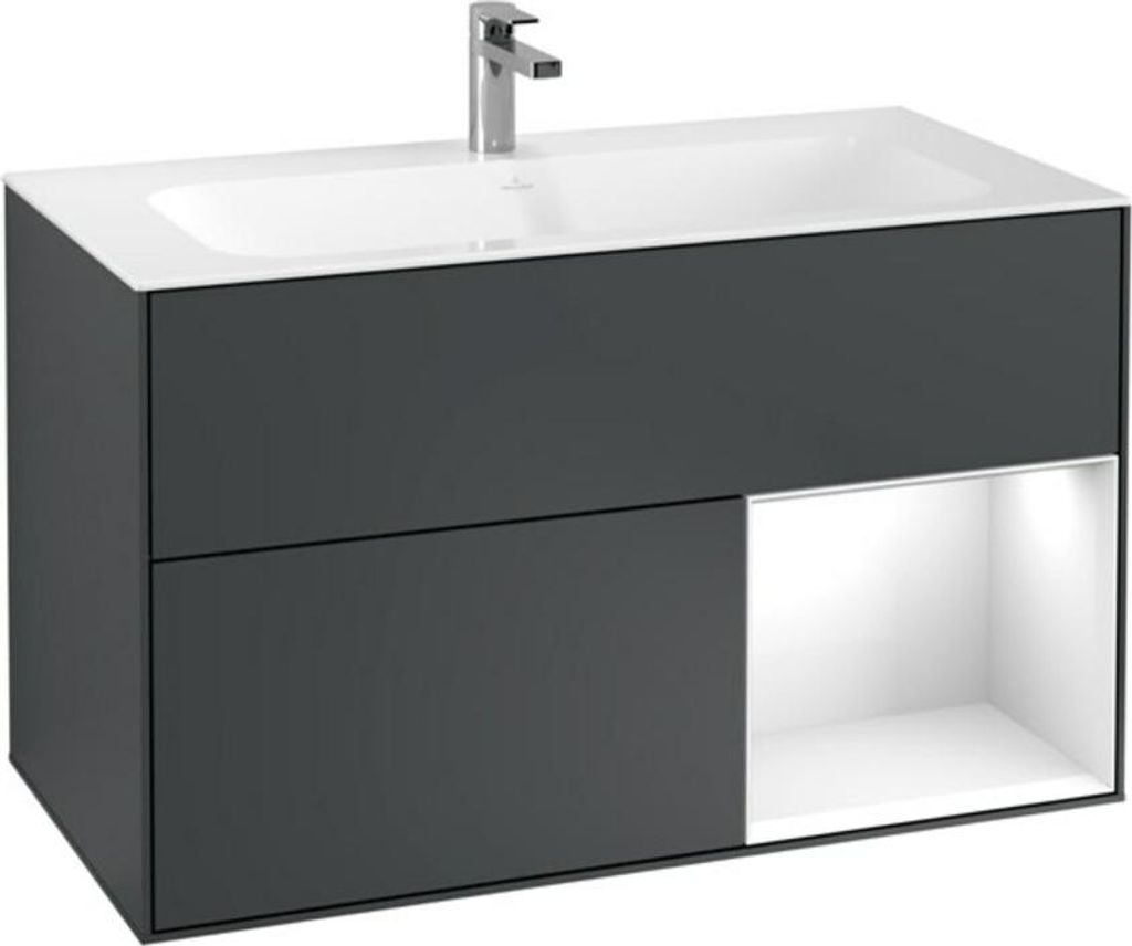 V&B Waschtischunterschrank Finion Reg re glo wh. Lac, md Blue Matt Lacquer