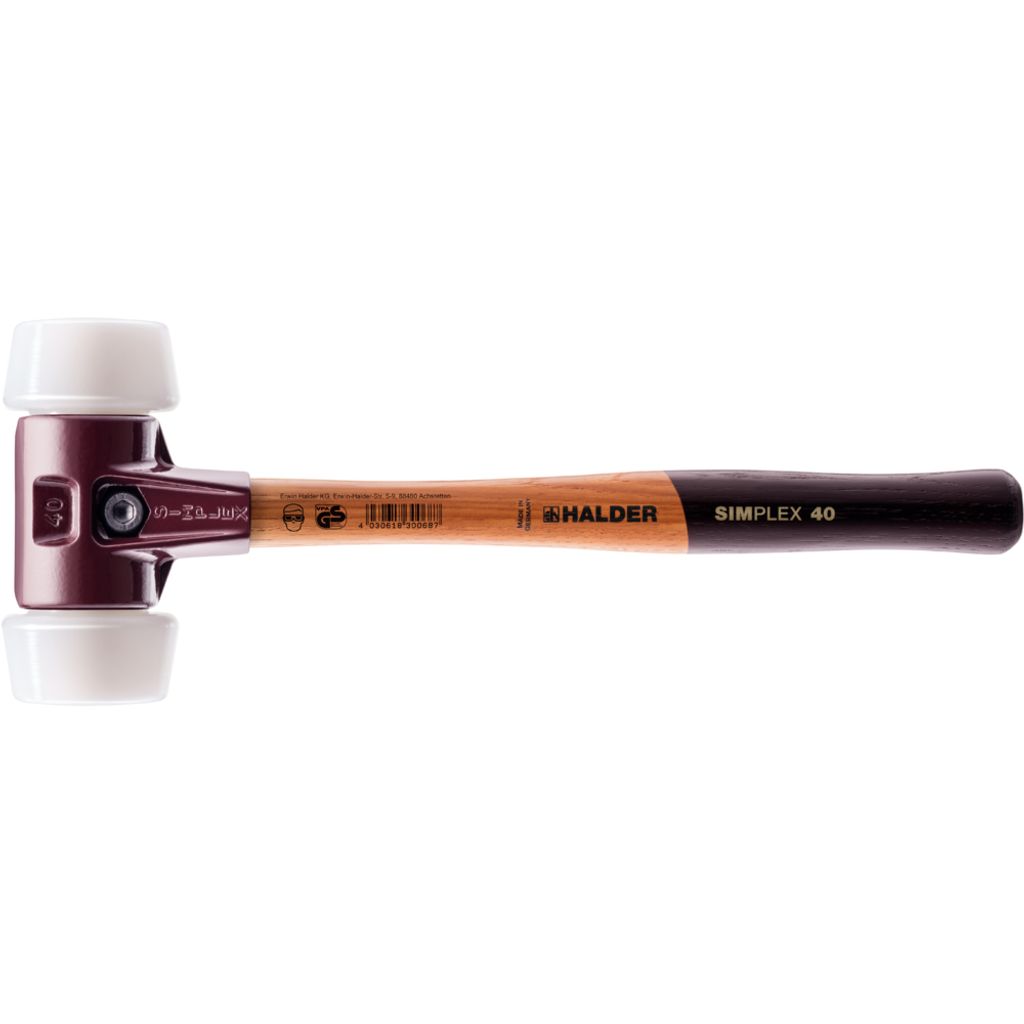 HALDER SIMPLEX Superplastikhammer mit Tempergussgehäuse und hochwertigem Holzstiel - D=50 mm - 3007.051