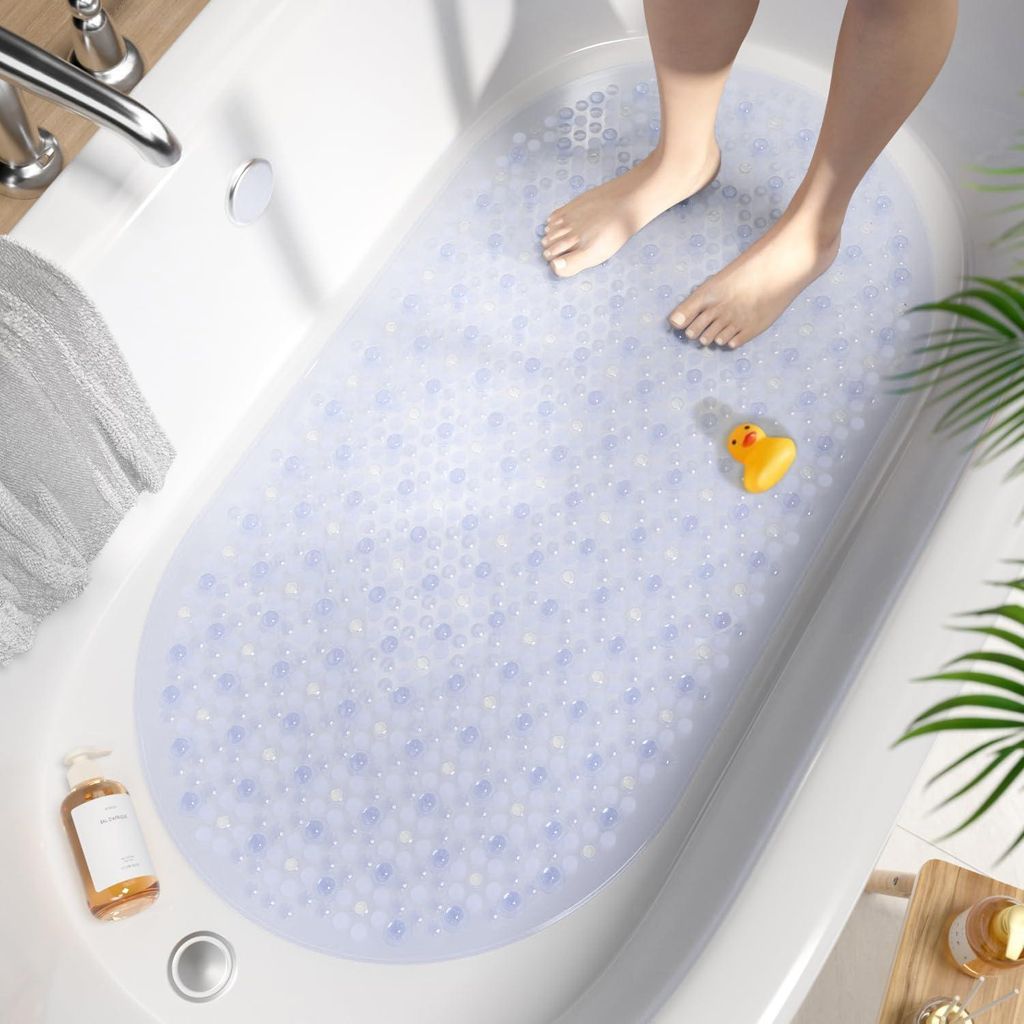 Tapis de baignoire ovale antidérapant 68x38cm Lavable en Image du produit 