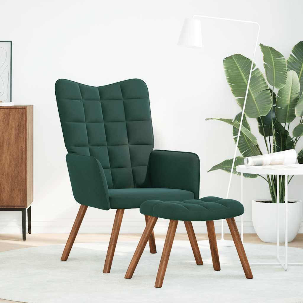 "SALE 2026"Relaxsessel- TV-Sessel - Einzelsofa elegantes Design - mit Hocker Dunkelgrün Samt - 61,5x69x95,5cm - Couchsessel DEMöbel781363