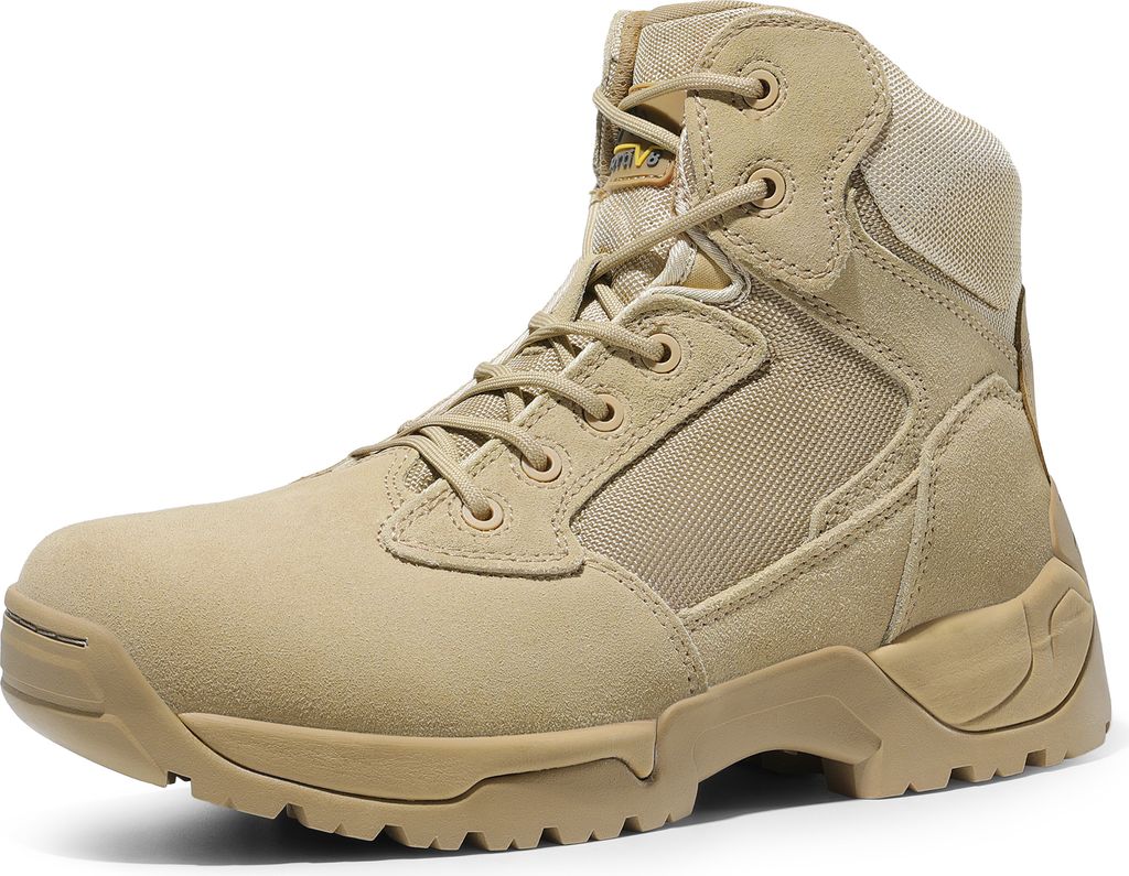 NORTIV 8 Herren Militärische Taktische Arbeitsstiefel Leder Motorrad Kampfstiefel,Farbe:SAND,Größe:47