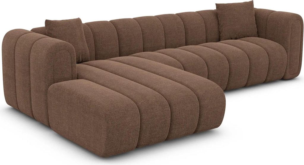 Strukturstoff L-Form Sofa Amoria Braun Links