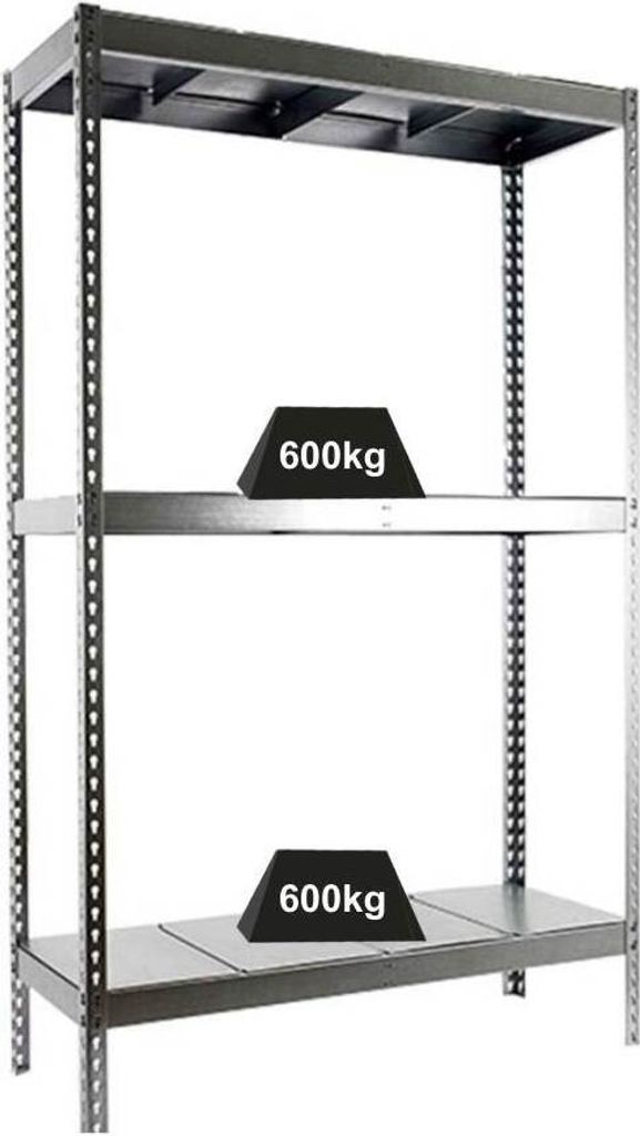 PROREGAL Schwerlastregal METAL BEAST THREE | HxBxT 200x150x60cm | Fachlast 600kg | Verzinkt