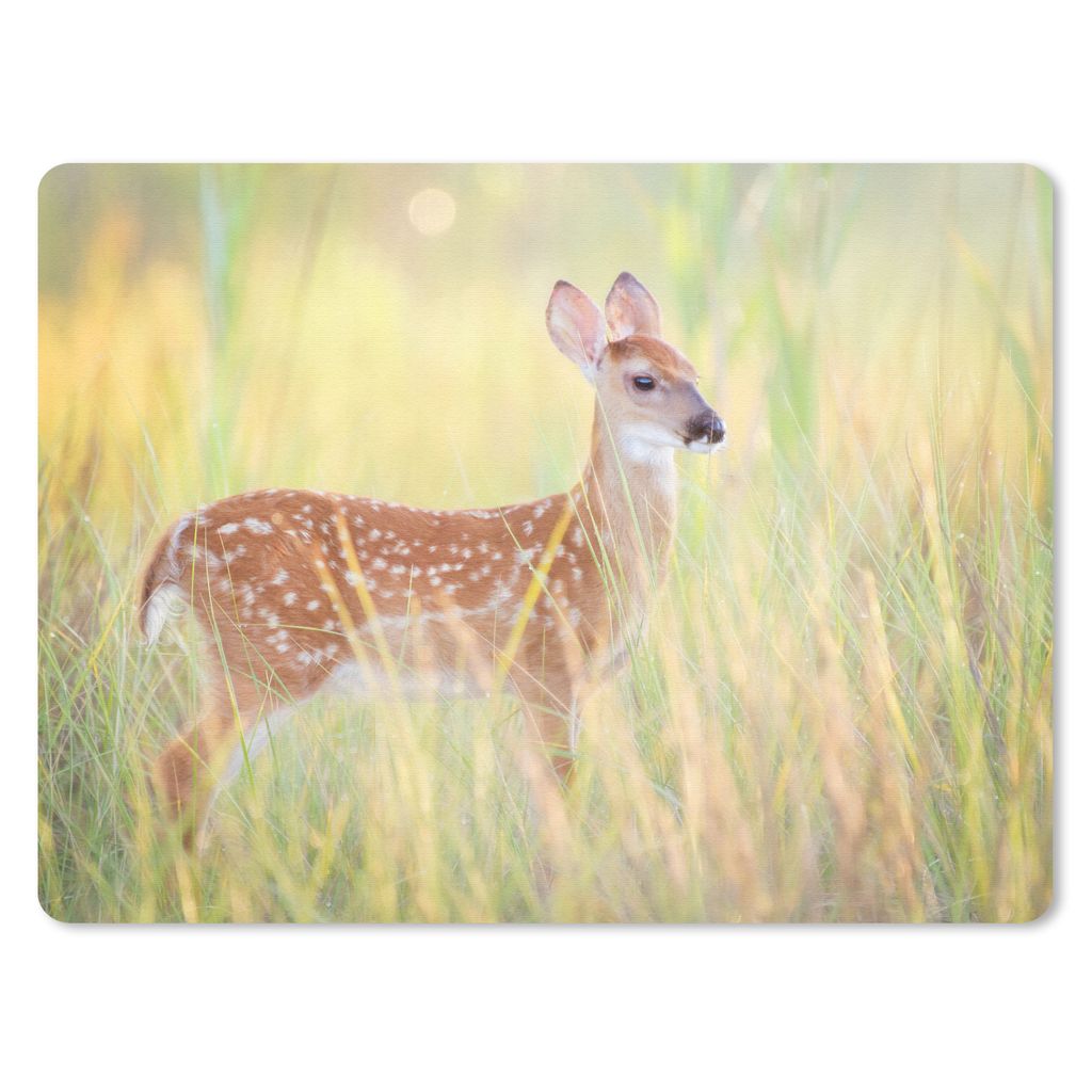 MuchoWow Mauspad Mousepad Hirsche - Gras - Grün 23x19 cm - Mousepads - Maus Mat - Pad - Mausunterlage - Schreibtischunterlage - Mauspad