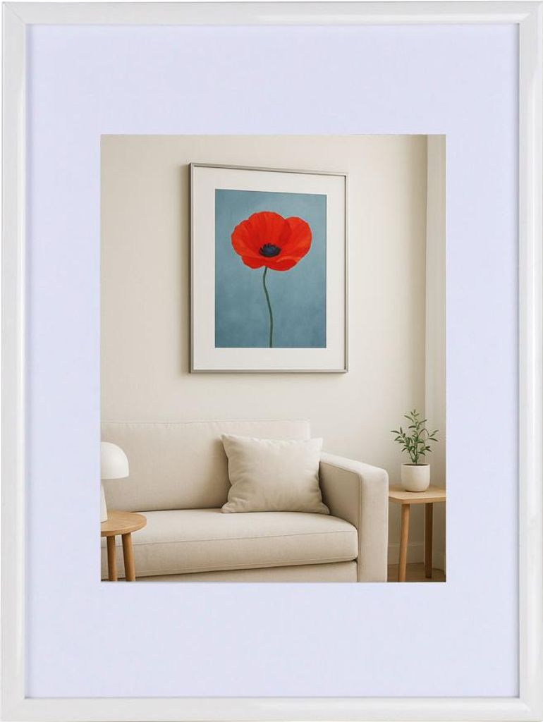 New Lifestyle Kunststoff Bilderrahmen mit Passepartout & Klarglas Collage Wanddeko Poster - Farbe: Weiß | Format: 21x29,7 DIN A4