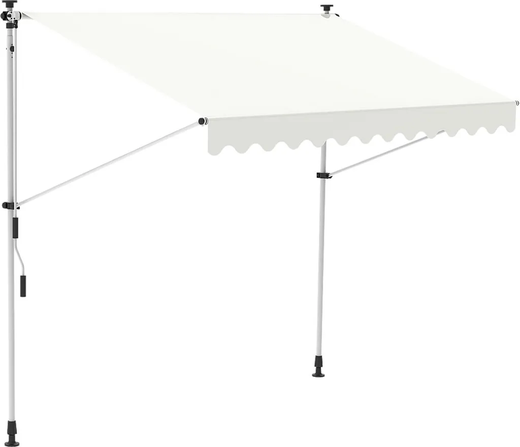Tenda da sole con morsetti LED 150-400 cm Tenda da sole per balcone Protezione solare Terrazza Vari colori (Dimensioni: 350 cm / Colore: arancione/bianco con LED)