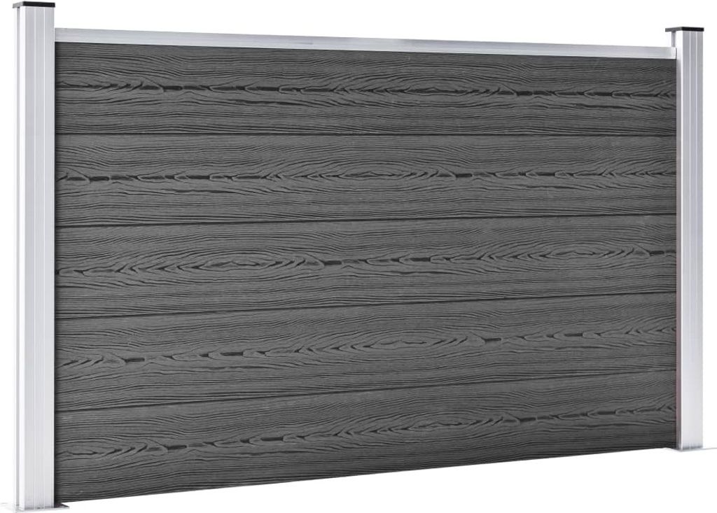 vidaXL Zaunelement Set WPC 872x105 cm Schwarz Produktbild 