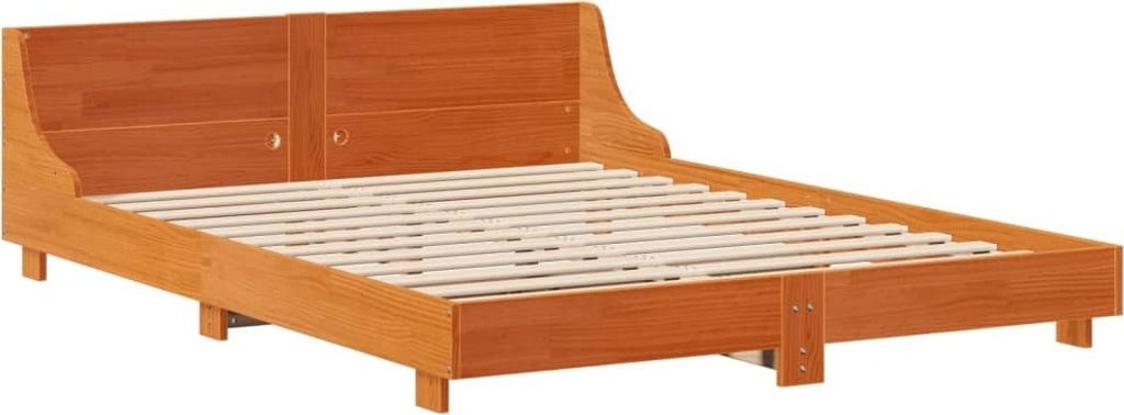 Massivholzbett ohne Matratze Wachsbraun 140x200 cm Kiefernholz