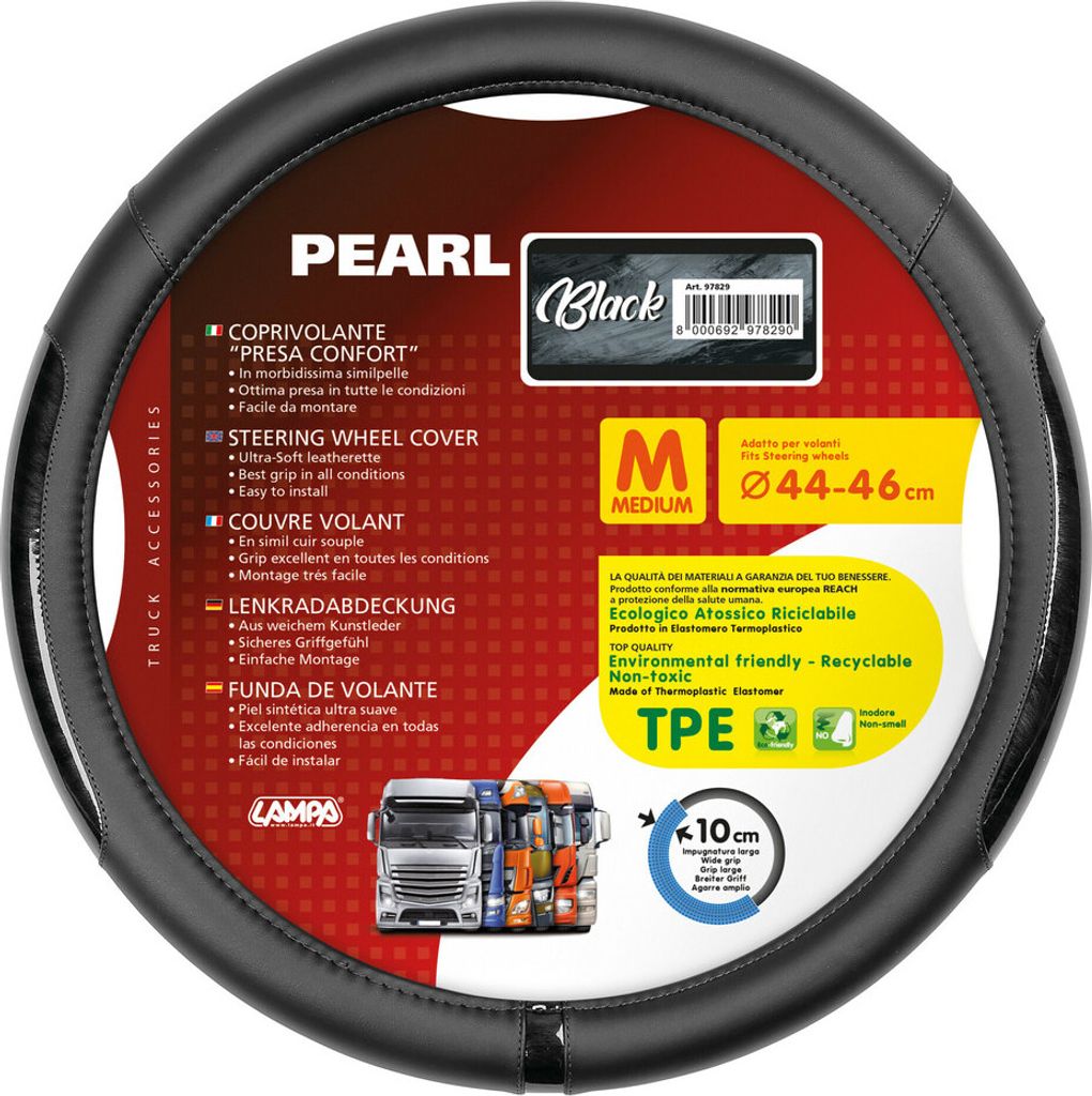 Lenkradbezug Lampa Pearl Black, aus Skeentex - M - Ø 44/46 cm