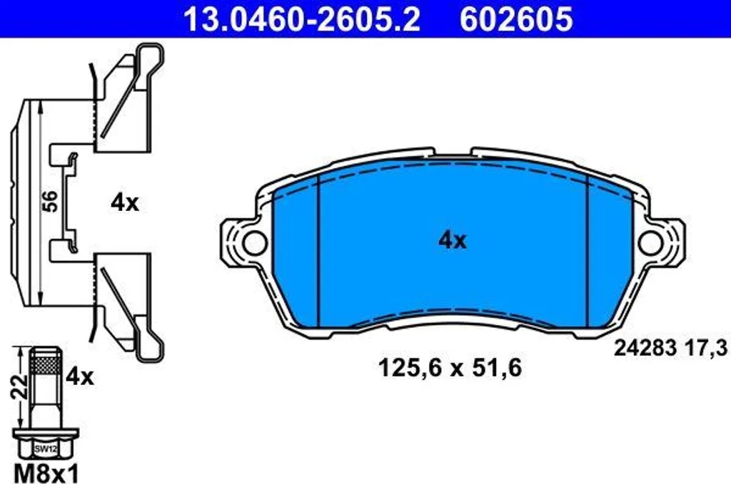 Plaquettes Frein Anti-Bruit ATE 13.0460-2605.2 pour Fiesta et Ford KA