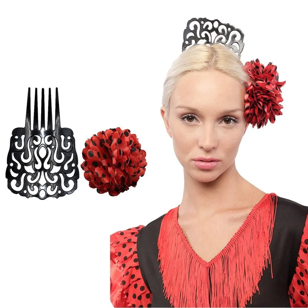 Peigne Flamenco Grande Taille pour Maintien Chignon et Barrettes Anti-Glisse