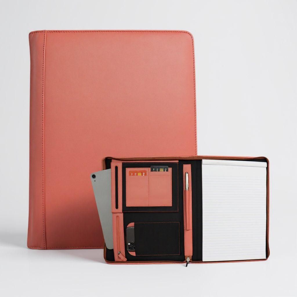 Oslo Dokumentenmappe – Schreibmappe – iPad-Hülle – A4 – Leder – Pink