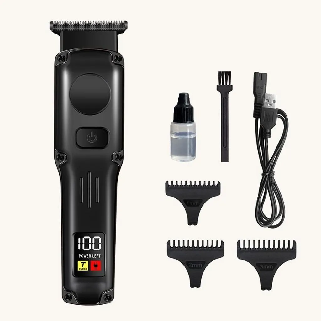INF Tagliacapelli Elettrico Retro Oil Head - Rifinitore Ricaricabile Professionale Nero