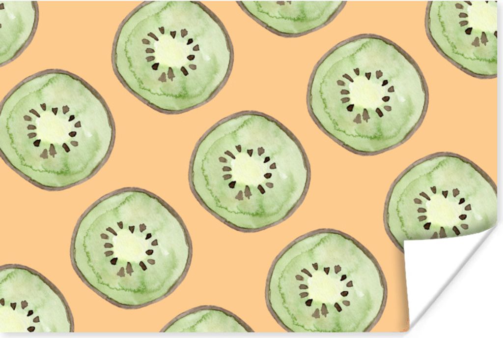 MuchoWow Poster Kiwis - Obst - Muster 60x40 cm - Schlafzimmerdekoration