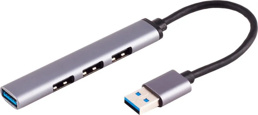 Hub USB-A 3.0 pour Télétravail - Extension 4 Ports S/CONN en Métal