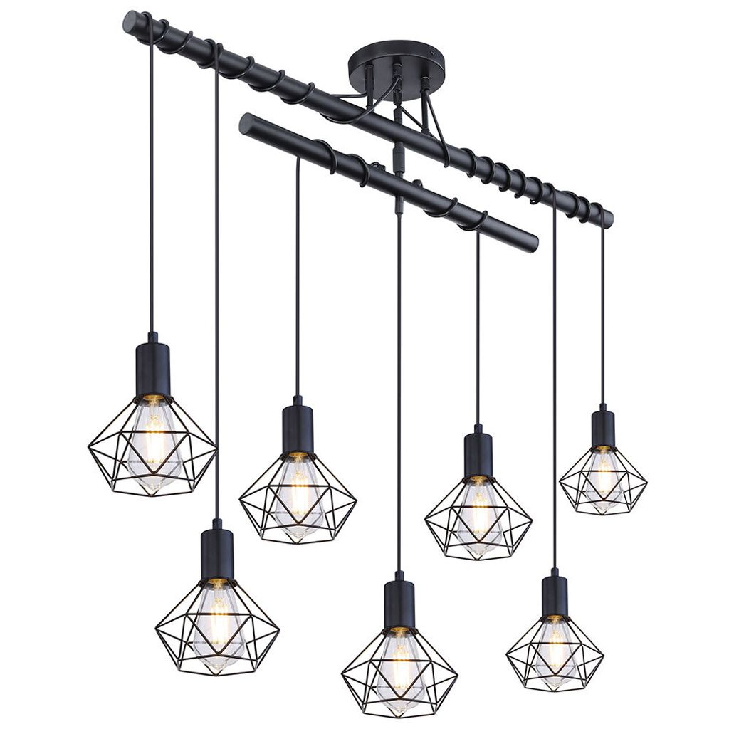 Hängeleuchte, Käfig Design, schwarz-matt, H 100 cm