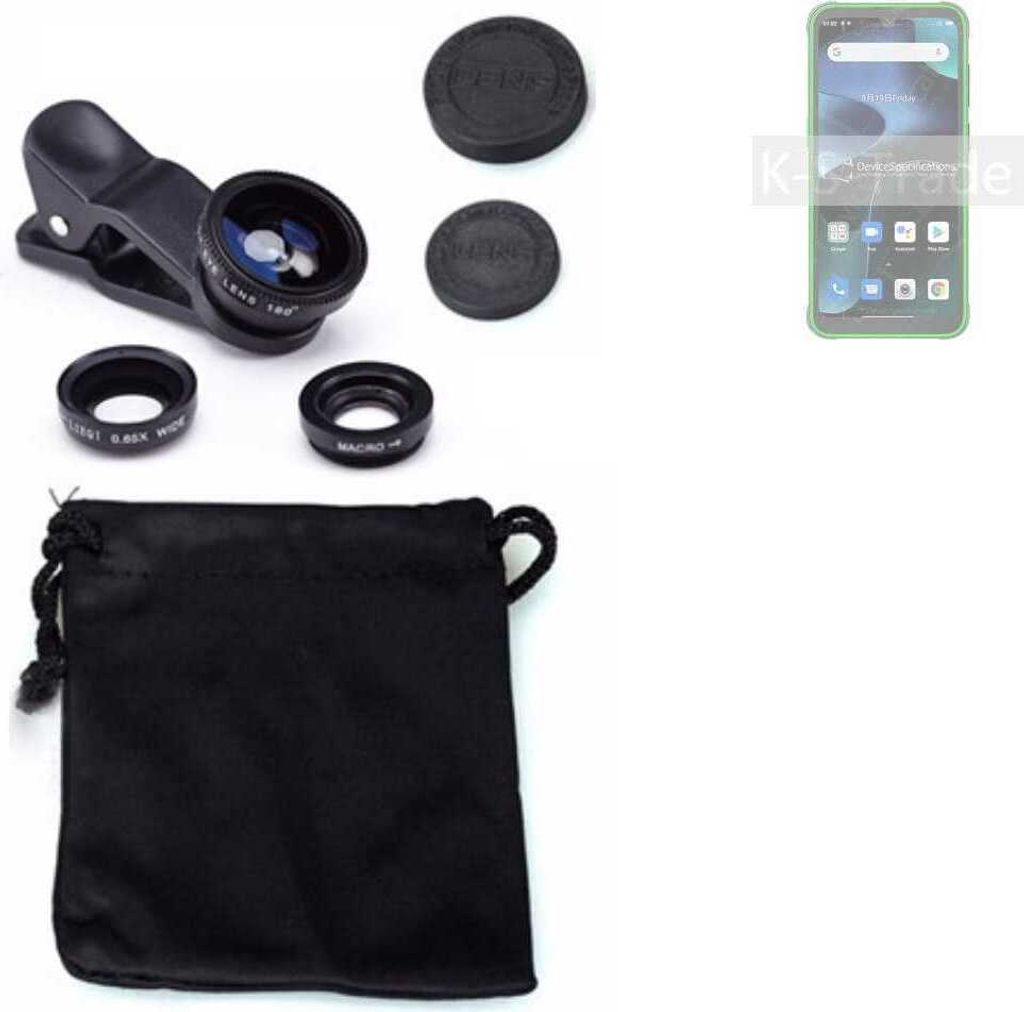 K-S-Trade Smartphone Kamera Linsen Set Kompatibel mit Blackview BV5200 3in1 Clip-On Kamera Adapter Macro Weitwinkel FishEye Fischauge Objektiv Linse