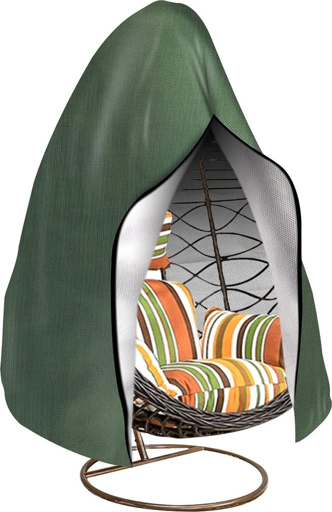 Hängesessel Abdeckung Wasserdicht & UV-Beständig – Schutzhaube für Hängesessel mit Gestell, Schwerlast Oxford Gewebe, Garten Schutzhülle, Grün