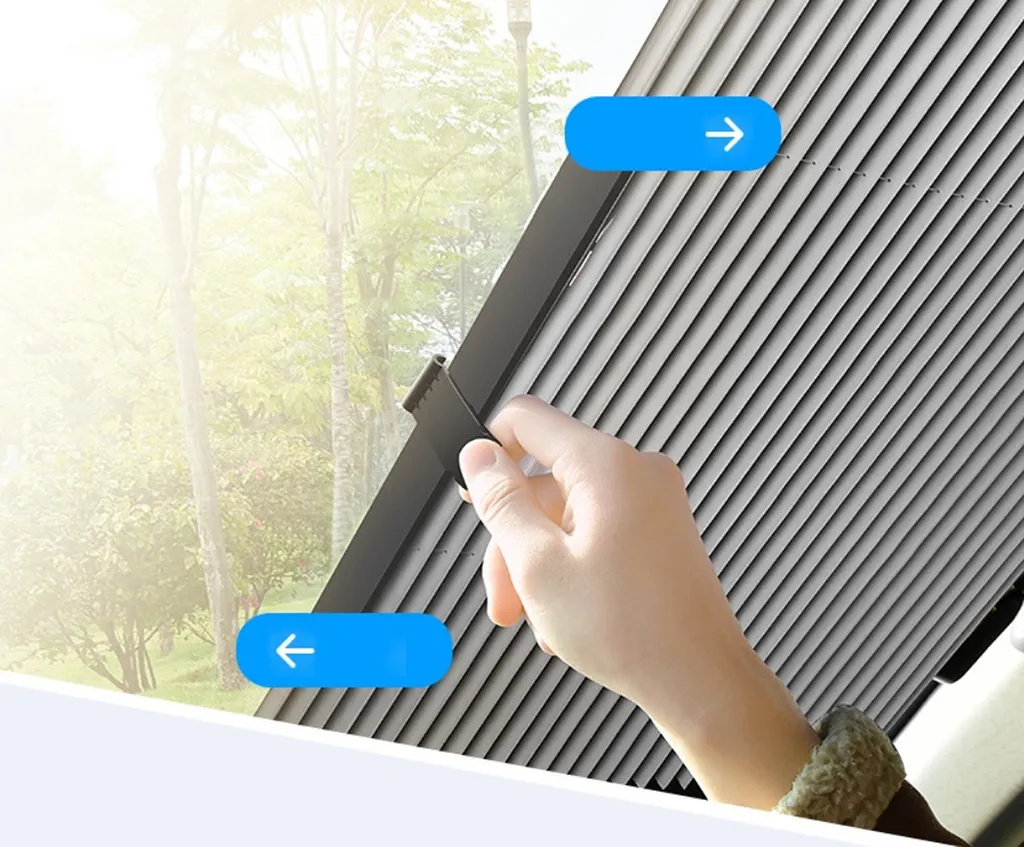 Protezione solare interna del parabrezza del camion | Tenda a rullo di protezione solare [altezza-80cm] con ventosa per il parabrezza | Parasole retrattile [150-200cm] - protezione UV | Telo di copertura per auto pieghevole [può essere tagliato a misura] - 5
