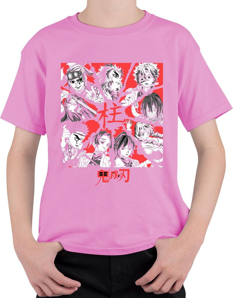Demon Slayer Kimetsu no Yaiba Hashira Anime Geschenk Vintage Uni Kinder T-Shirt, Pink, 140