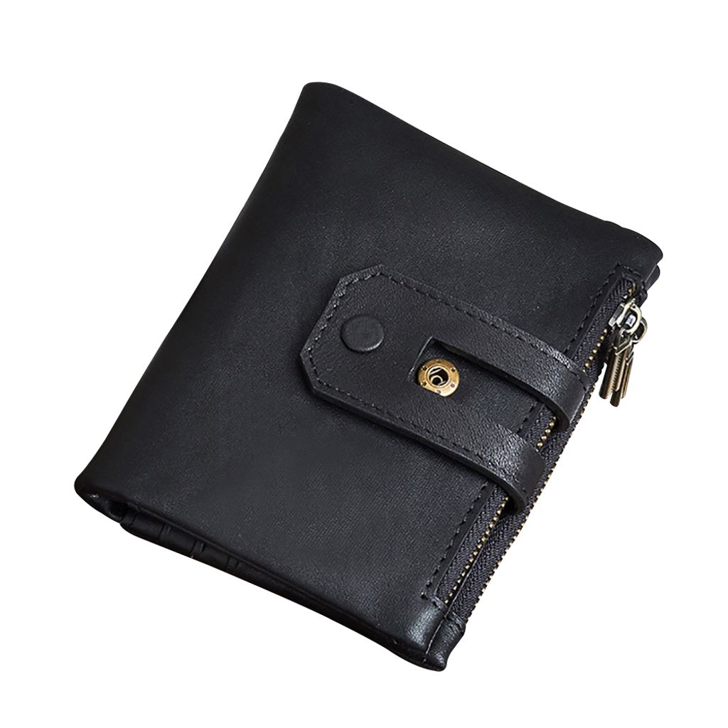 Vintage Echtleder Reißverschluss Geldbörse Kurze Brieftasche Visitenkarten Geldbörse Gelb Braun