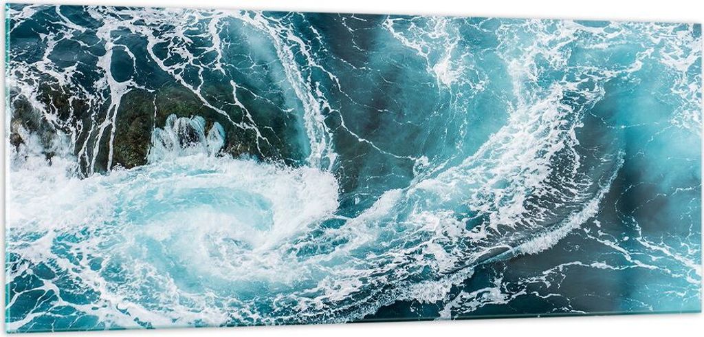 Bilder auf glas - Wasser Stein Welle - 100x40cm - Glasbilder - Wandbilder - Kunstdruck - zum Aufhängen bereit - Wanddekoration aus Glas - Glas Bil...