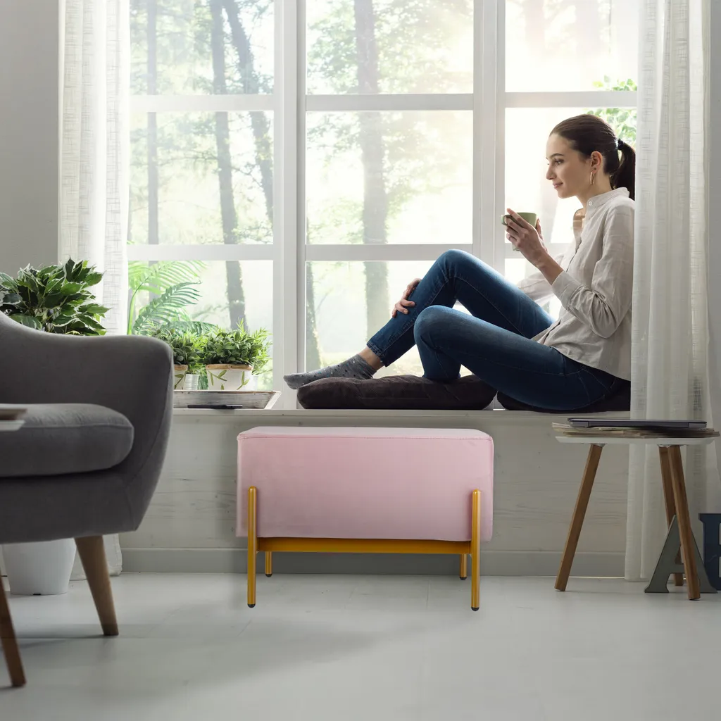 Banc en velours pour entrée Relaxdays - Meuble idéal pour se chausser - 3