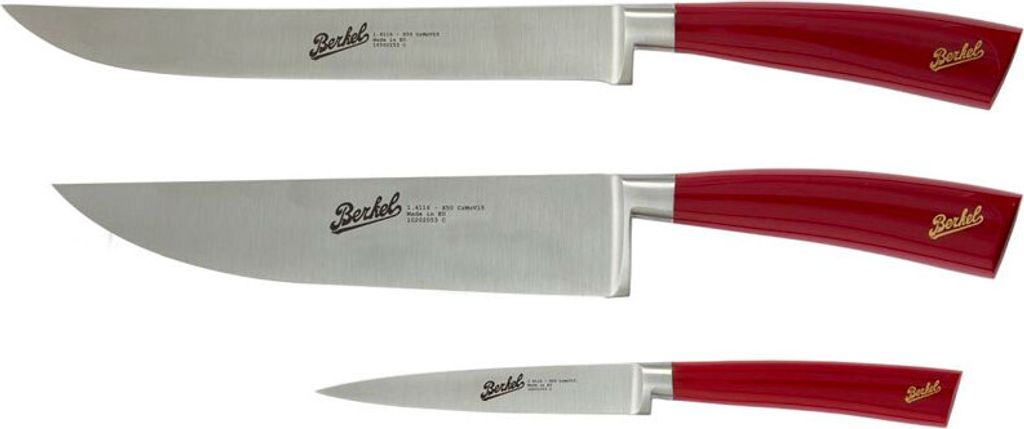 BERKEL Set 3 Kochmesser Elegance Rot