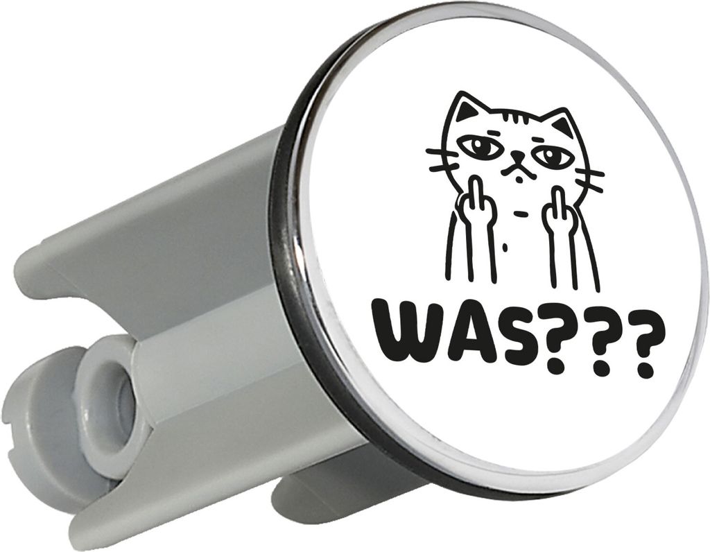 Huuraa Waschbeckenstöpsel Was? grimmige Katze 4cm höhenverstellbar Abflussstopfen Geschenkidee