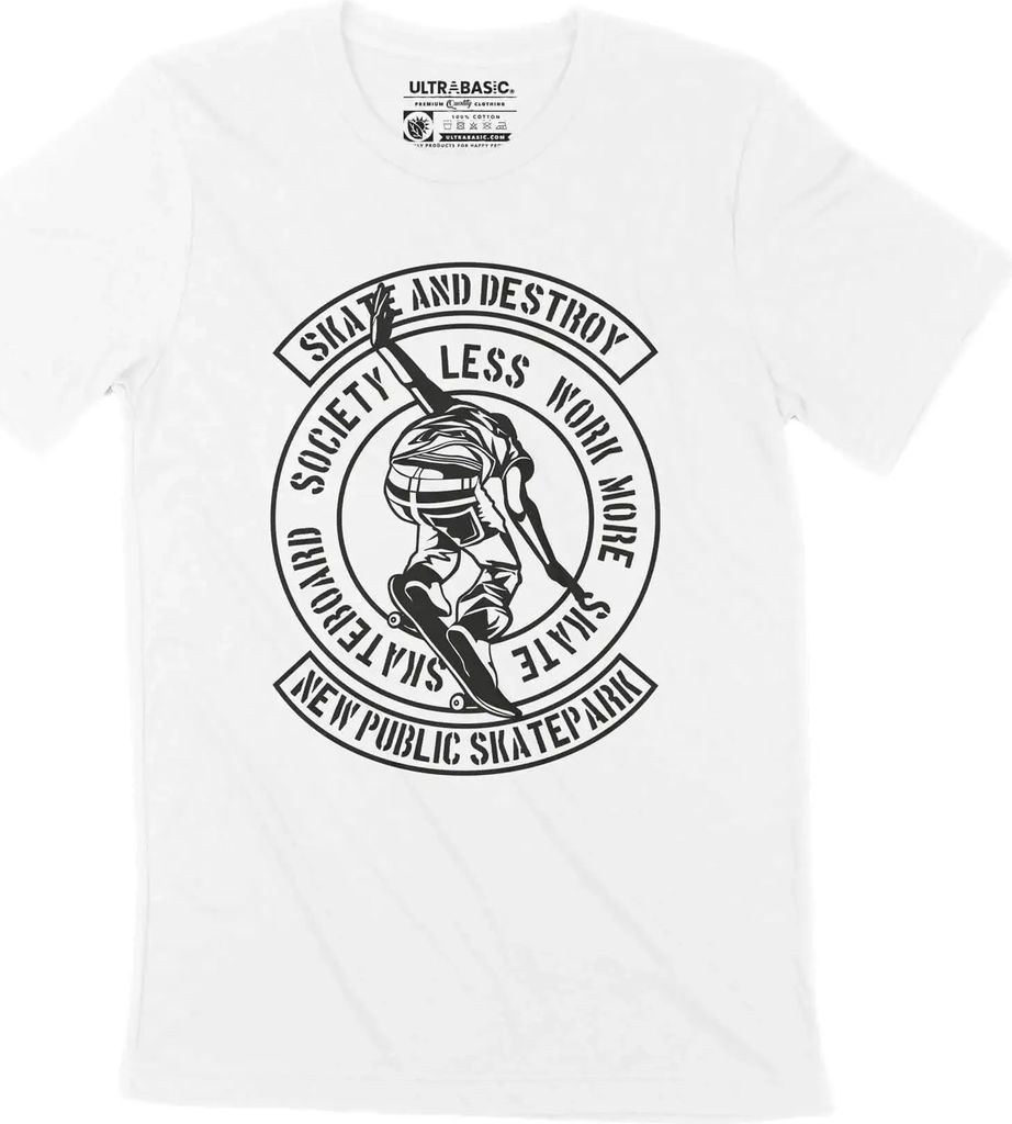 Herren Grafik T-Shirt Skaten und zerstören - Skateboard – Skate And Destroy - Skateboard – Öko-Verantwortlich Vintage Jahrgang Kurzarm Lustig...