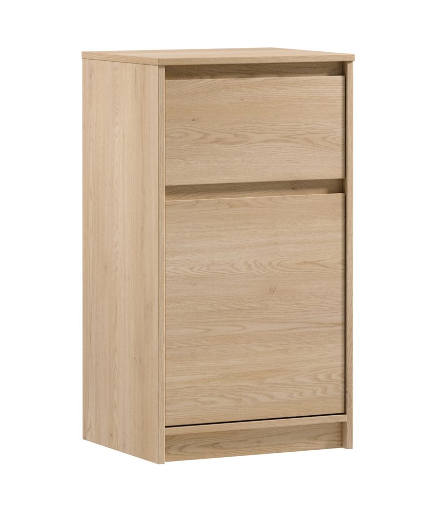 AX LIVING Kleine Kommode „Mormanno K1D1S“ – 47 cm breit, Eiche Cremona