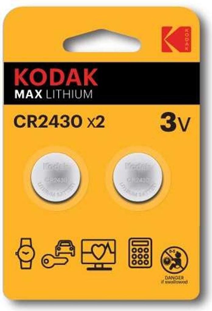 KODAK Max Lithium Knopfzelle CR2430 / 3V / BP2