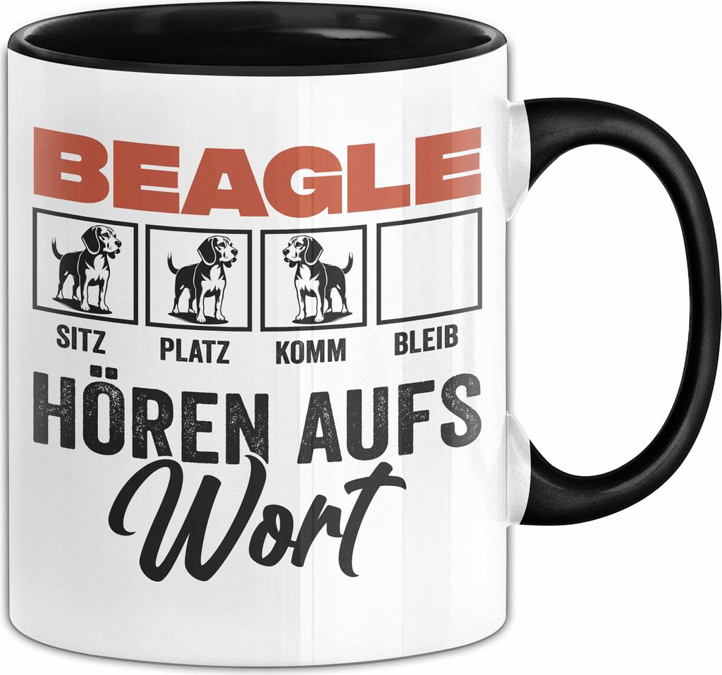Beagle Hören Aufs Wort Tasse Geschenk Beagle Besitzer Mama Becher (Schwarz)