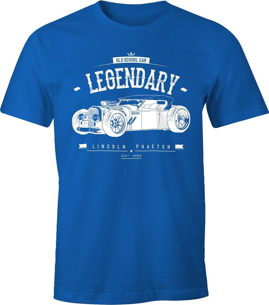 Herren T-Shirt, Hot Rod Retro Auto Car Oldschool Rockabilly, Fun-Shirt Moonworks royal S