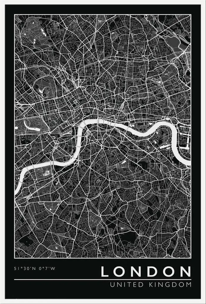 Affiche de Londres sous Cadre Blanc Shinsuke® Maxi en Plexiglas 61x91