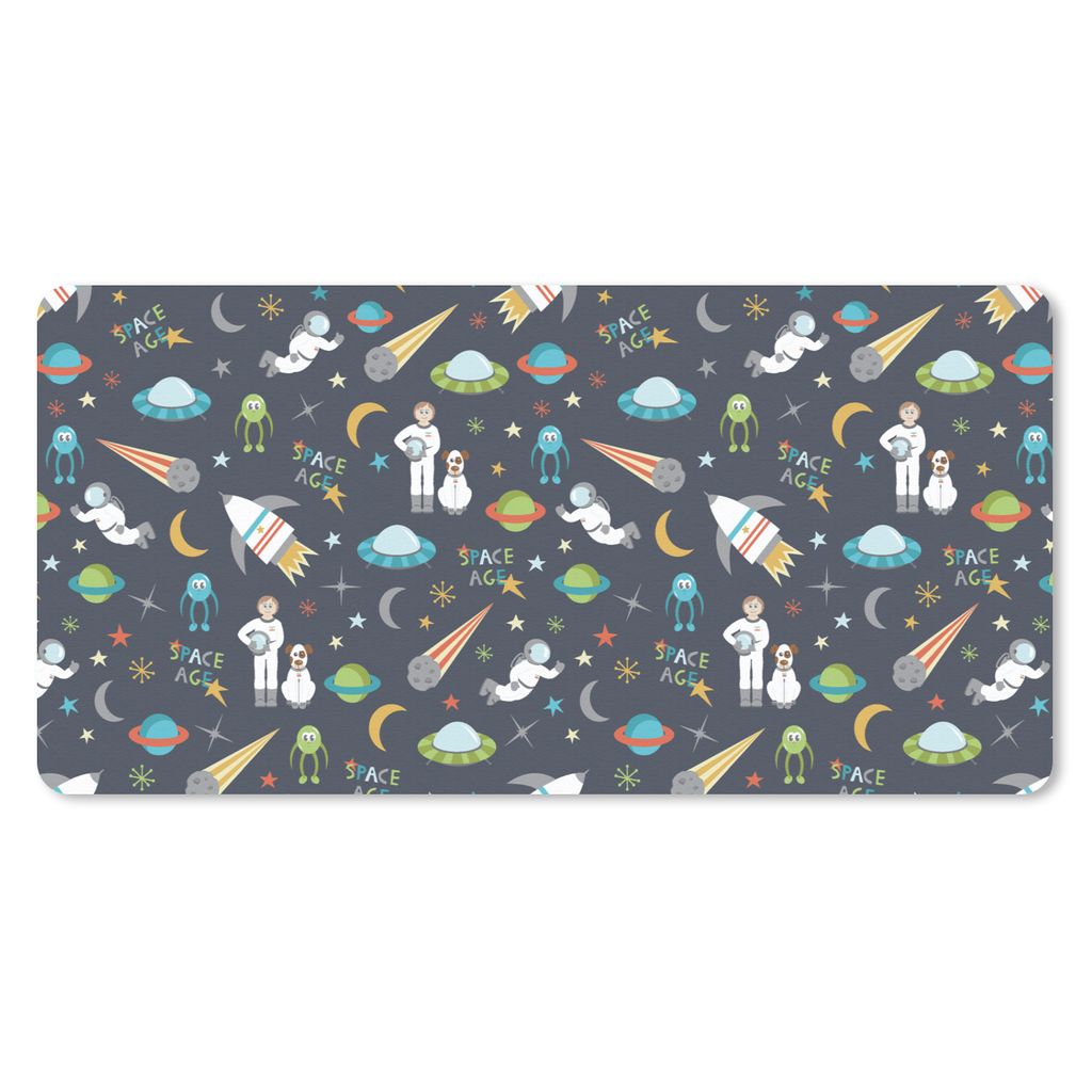 MuchoWow Mauspad Mousepad Astronaut - Ufo - Regenbogen - Muster 60x30 cm - Mousepads - Maus Mat - Pad - Mausunterlage - Nachhaltig