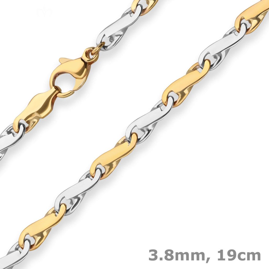 3,8mm Armband Achterkette Goldarmband Armschmuck aus 585 Gold gelb/weiß 19cm