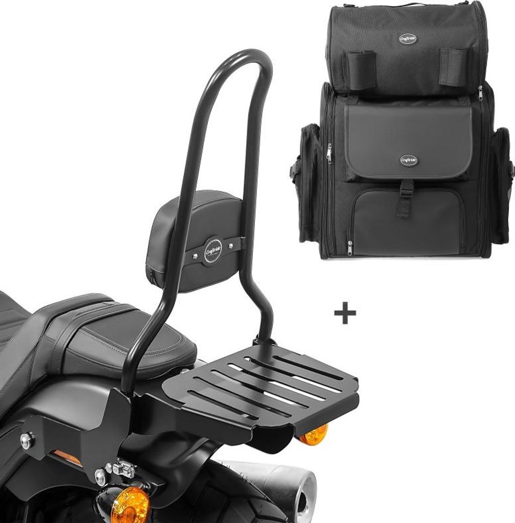 Sissybar CSXL + Hecktasche für Chopper / Custombike 18-25 Gepäckträger