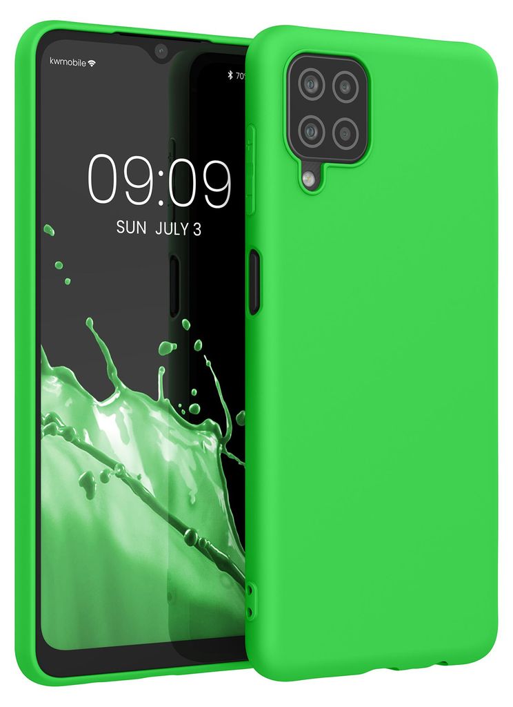 kwmobile Handyhülle für Samsung Galaxy A12 Hülle - TPU Case - Kabelloses Laden - Schutzhülle Cover in Neon Grün